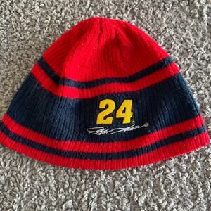 Jimmie Johnson Winner's Circle NASCAR Dupont Red Beanie Hat Knit Ski Cap NWOT